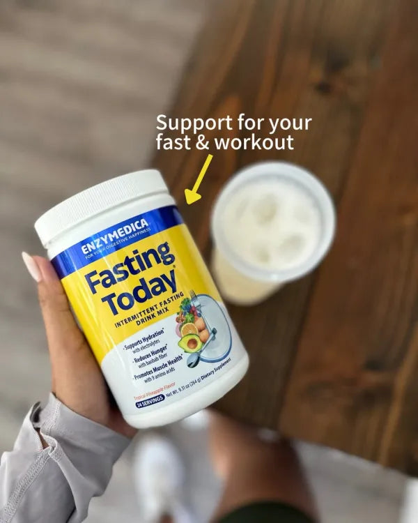 Enzymedica, Fasting Today, Intermittent Fasting Drink Mix with Electrolyte Powder Supplement for Hydration, Appetite and Muscle Health, Keto Friendly, Tropical Pineapple Flavor, 24 Servings