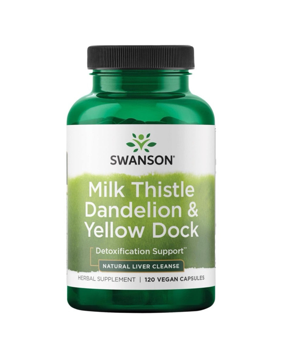 Swanson Milk Thistle, Dandelion & Yellow Dock – Herbal Liver Support Supplement (120 Capsules)