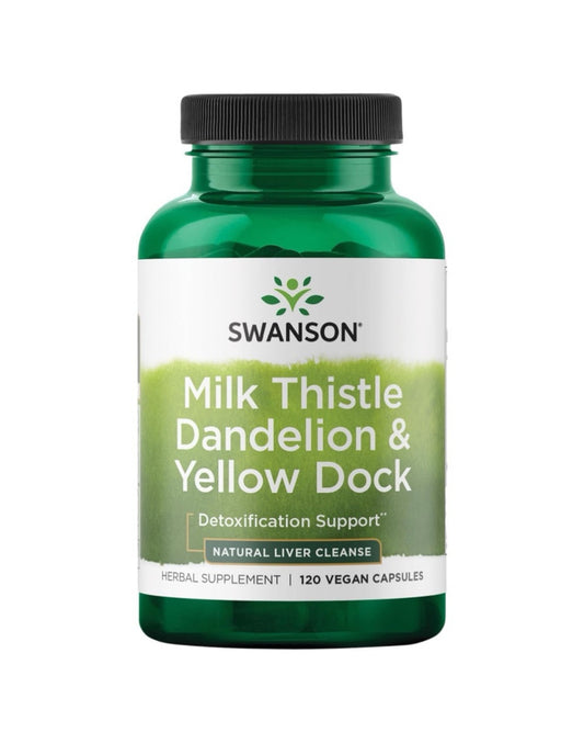 Swanson Milk Thistle, Dandelion & Yellow Dock – Herbal Liver Support Supplement (120 Capsules)