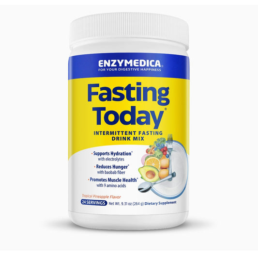 Enzymedica, Fasting Today, Intermittent Fasting Drink Mix with Electrolyte Powder Supplement for Hydration, Appetite and Muscle Health, Keto Friendly, Tropical Pineapple Flavor, 24 Servings