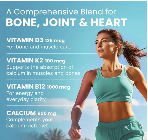 4-in-1 Calcium Supplements for Women and Men – Calcium 600mg with Vitamin D3 K2 5000 IU Supplement for Heart, Bone and Body Defenses – Gluten-Free, Vegan-Friendly (120 ct)