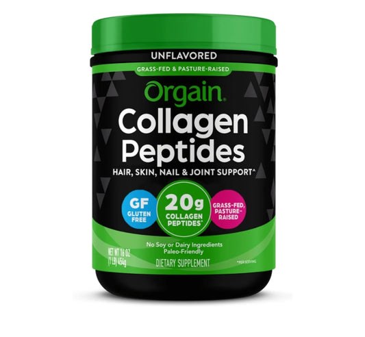Orgain Hydrolyzed Collagen Peptides Powder For Women & Men, 20g Grass Fed Collagen, Unflavored – Hair, Skin, Nail, & Joint Support Supplement, Paleo & Keto, Non-GMO, Type I and III, 1lb (454g)